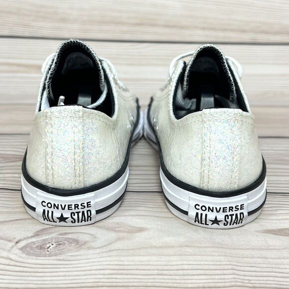 Converse Chuck Taylor All Star Low ‘Winter Glitter’ Youth 3 Junior Girls - White - Picture 6 of 16